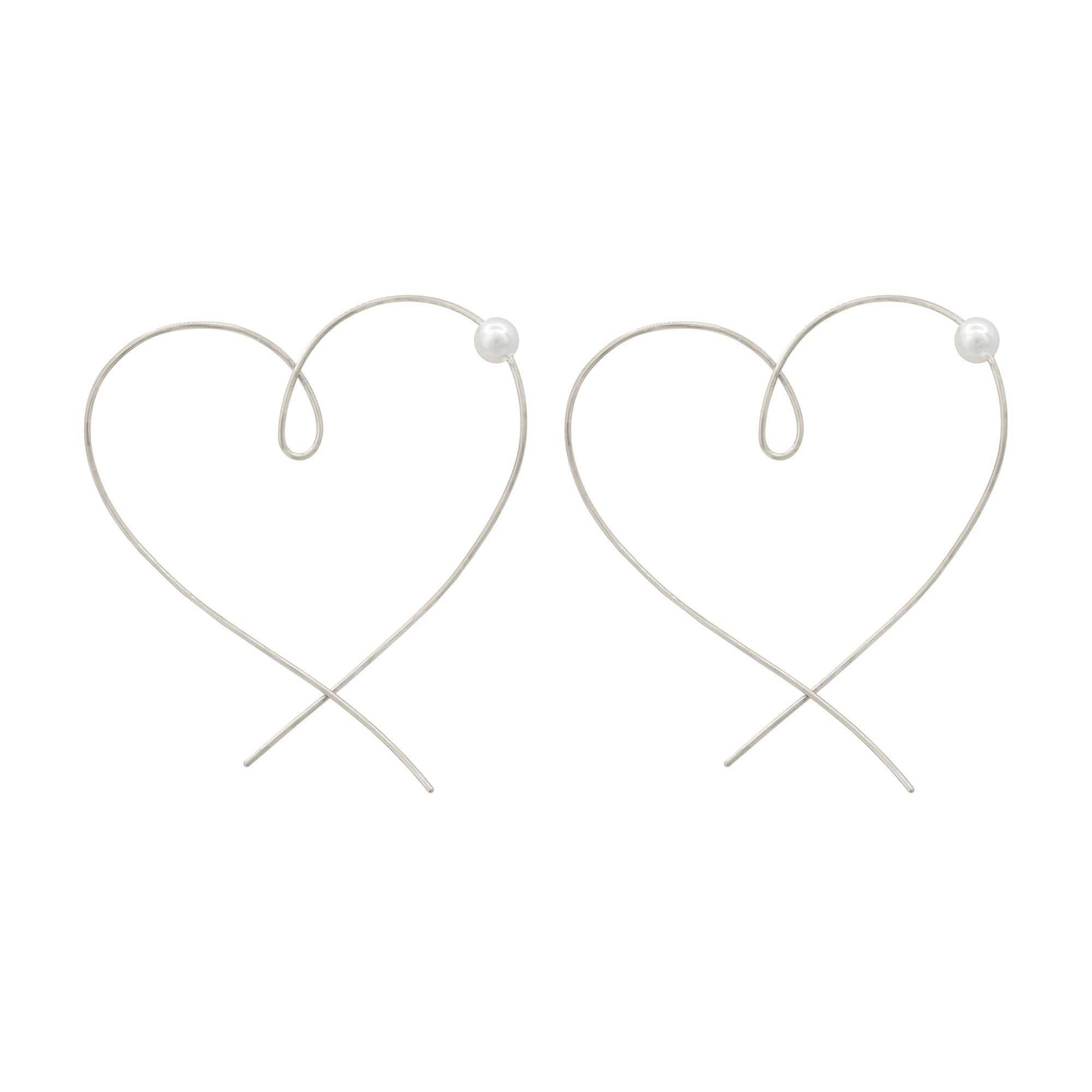 ハートワイヤー♡パールピアス♡ハートフープ ステンレス316L ワイヤーハートフープ – JOSS DROPS